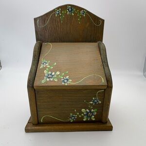 Vintage Hand-Painted Wooden Box with Floral Design